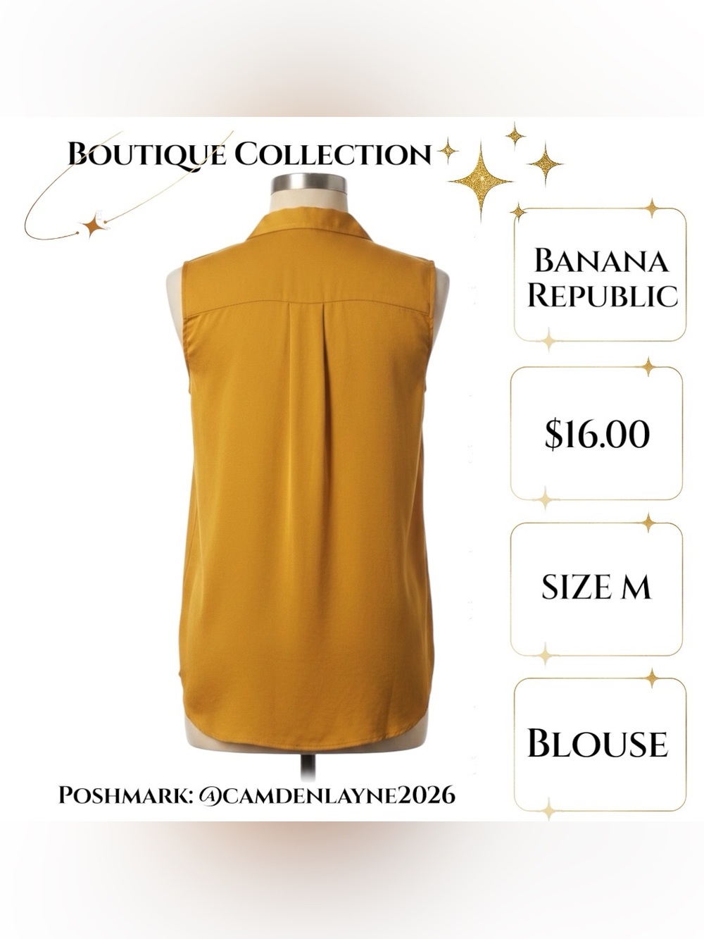 Banana Republic Mustard Yellow Sleeveless Blouse - Picture 5 of 5
